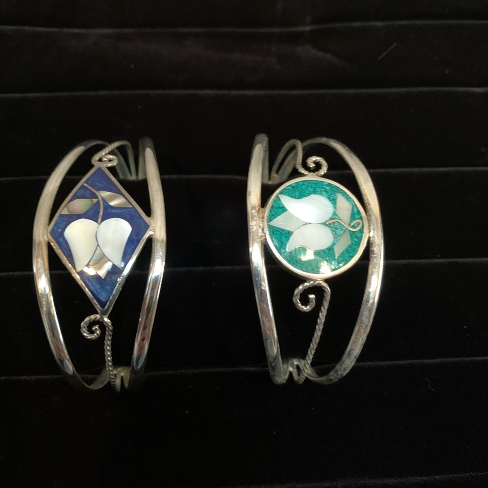 Two stainless steel and precious stones bracelets